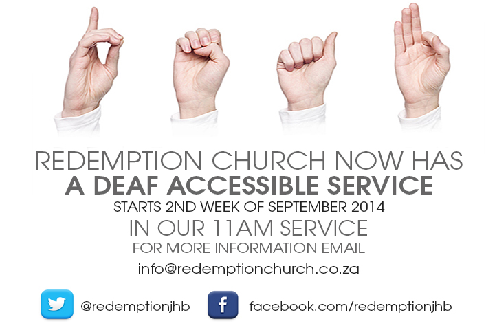 Deaf Accessible Church Service - Redemption Church @ Stoneridge Centre | Edenvale | Gauteng | South Africa